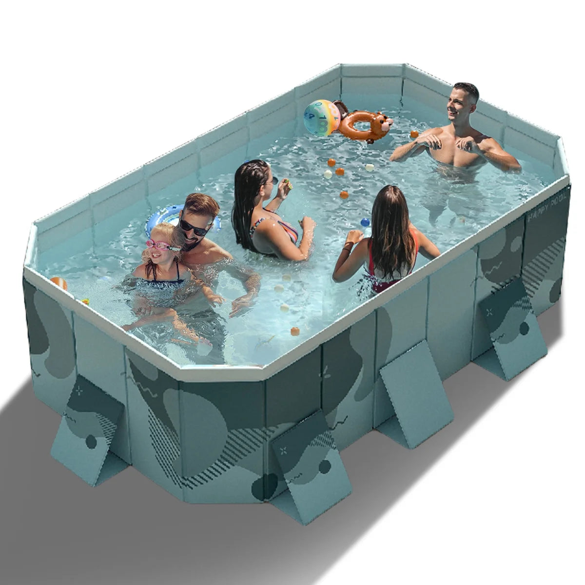 Foldable Swimming Pool, No-Inflatable Above Ground Pool for Kids Adult, Backyard Home Garden( 100.79in, 6 People)