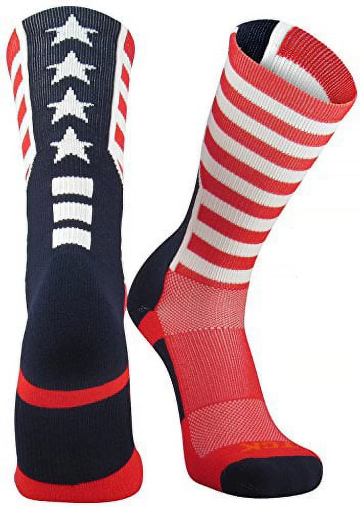 Tck Sports Usa American Flag Stars And Stripes Crew Socks, Small