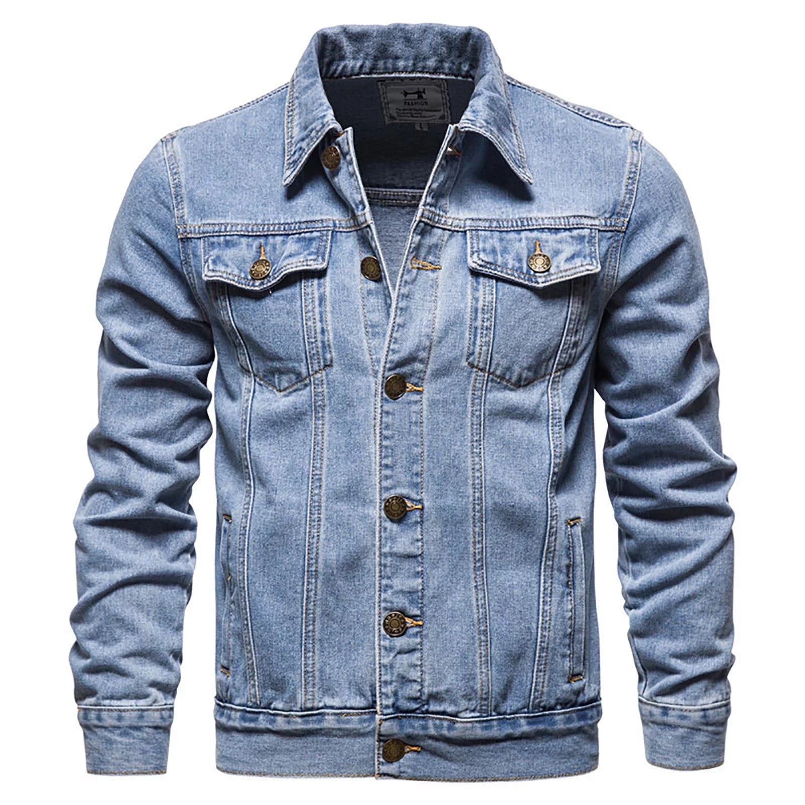 WILLBEST Jackets for Men Men's Western Spring/Autumn Lined Denim Jacket