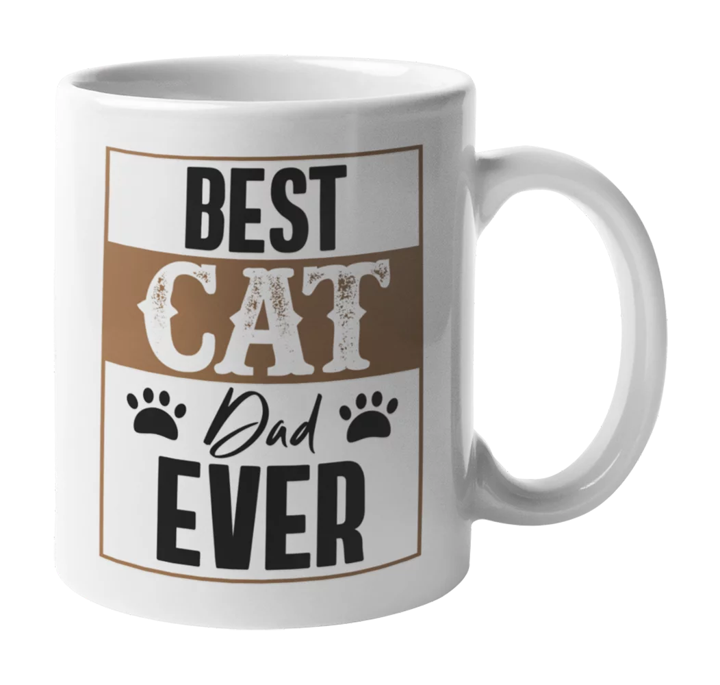 Best Cat Dad Ever, Fathers Day Coffee & Tea Gift Mug Cup for Proud Cat Father (11oz)