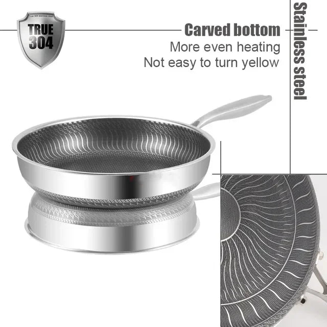 NEW 2024 Steel Frying Pan Nonstick Wok Pan Steak Cooking Pot Skillet Saucepan Induction Gas Stove Universal Kitchen Cookware