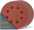 POWERTEC 50PK 5 Inch 8 Hole Hook and Loop 120 Grit Sanding Discs, Sandpaper for Random Orbital Sanders (45012-P2)