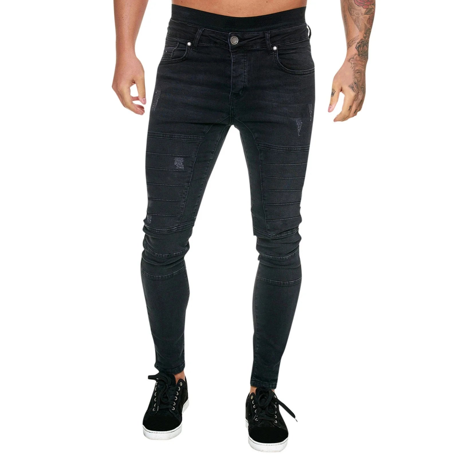 YUHAOTIN Mens Jeans Stretchy Relaxed Fit Men's Casual Jeans Solid Color Ripped Pleated Frayed Gradient Washed Trousers