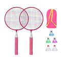 HEMOTON 1 Set Badminton Rackets Kids Badminton Training Tool Outdoor Sports Parent-child Playing Toy Set with Three Balls and Bag (Pink)