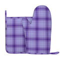 XMXY Oven Mitts and Pot Holders 2 Pcs Sets, Purple Plaid Heat Resistant Silicone Cooking Gloves for Grill Baking BBQ Kitchen Decor