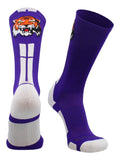 Tigers Logo Athletic Crew Socks (Purple/White, Large)