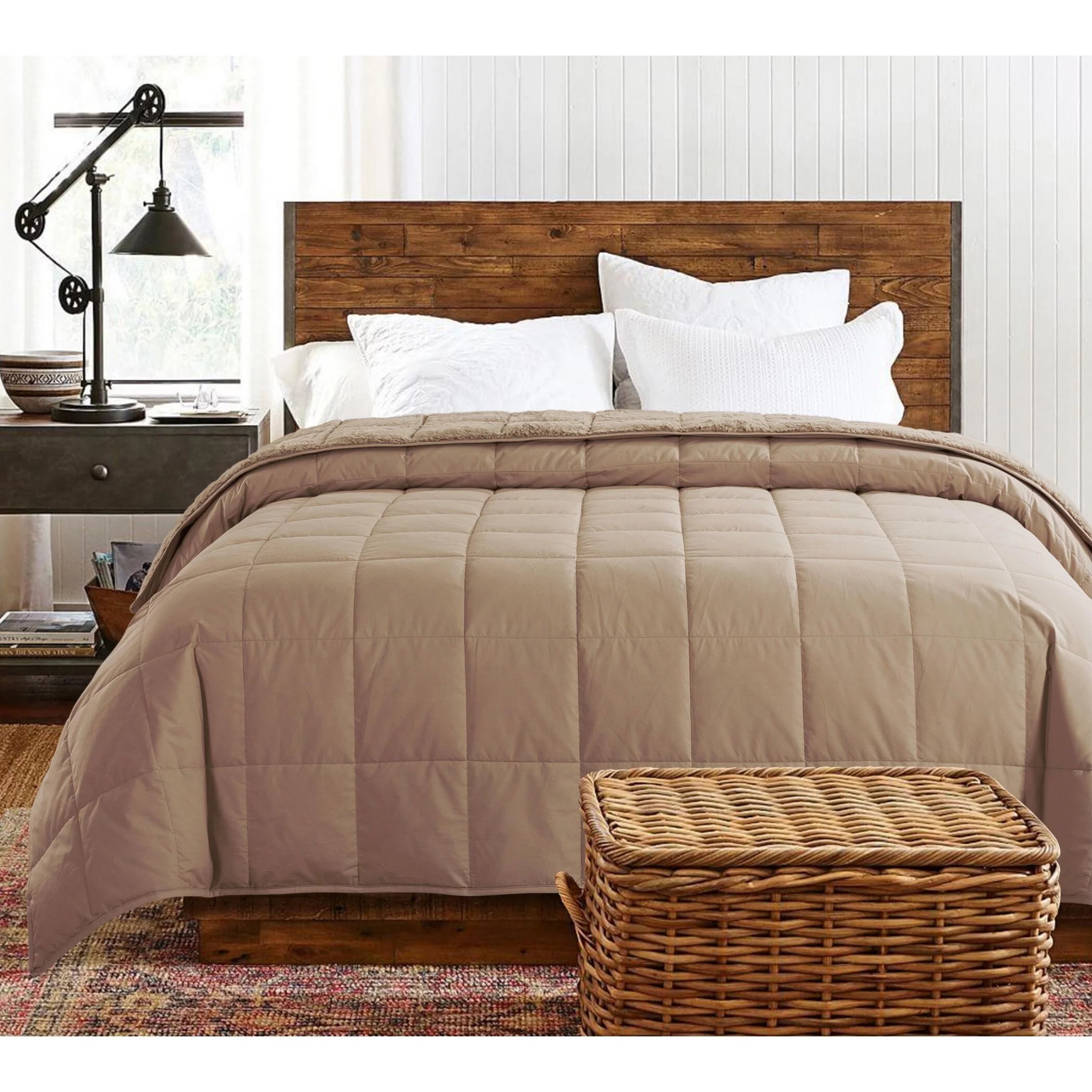 St. James Home Cozy Down Alternative Reversible Blanket King - Tan