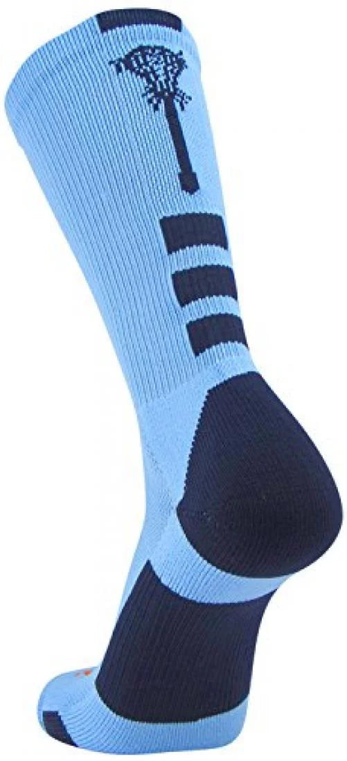 Midline Lacrosse Logo Crew Socks (Columbia Blue/Navy, Medium)