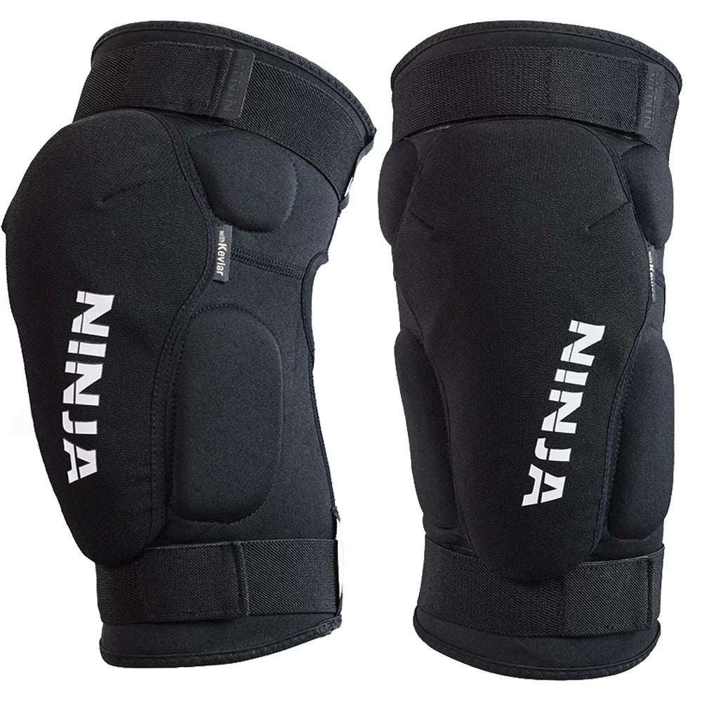 Ninja MTB Hooligan Knee Pad - Heavy Duty Knee Pads for Men or Women - Great Protection for Mountain Bike or BMX Riders - Sleeve with Knee Pads for Mountain Biking (L)