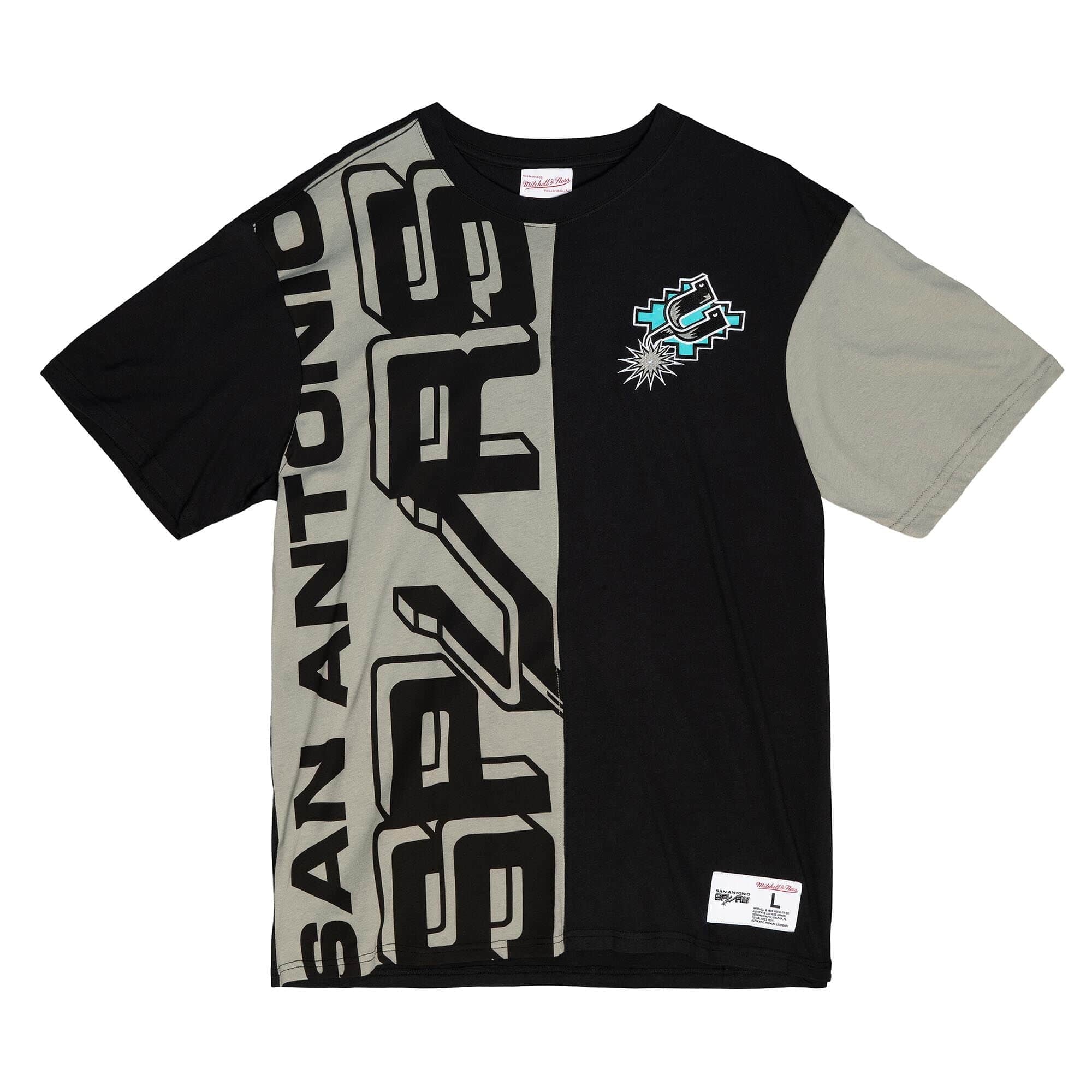 Men's Mitchell & Ness Black NBA San Antonio Spurs Play By Play 2.0 S/S T-Shirt - 3XL