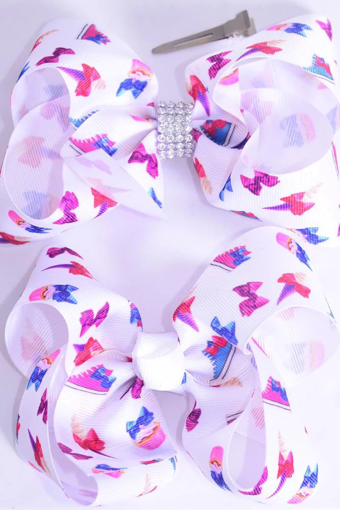 Hair Bow Jumbo Cupcake Sneaker Ice Cream Corn Center Clear Stones Grosgrain Bow-tie/DZ-Assorted