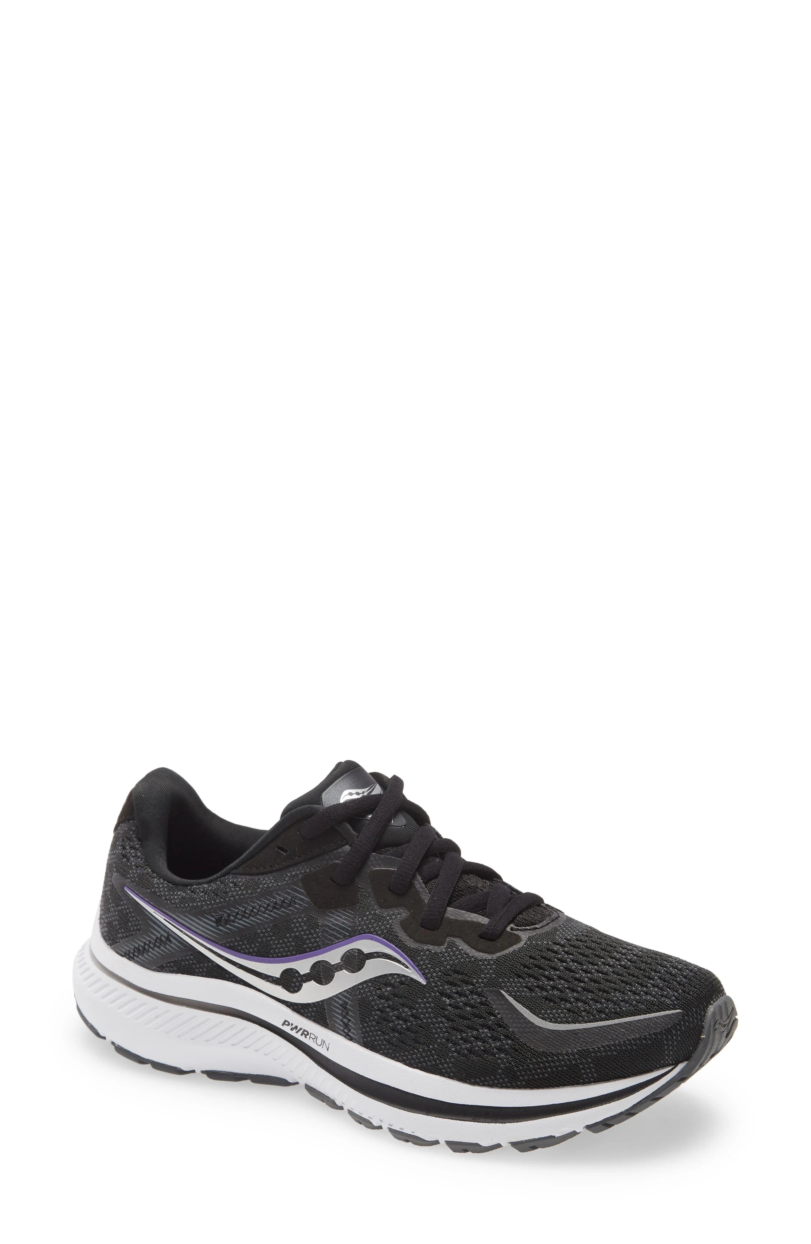 Saucony Women's Omni 20 Running Shoe, Black/White, 6, Medium