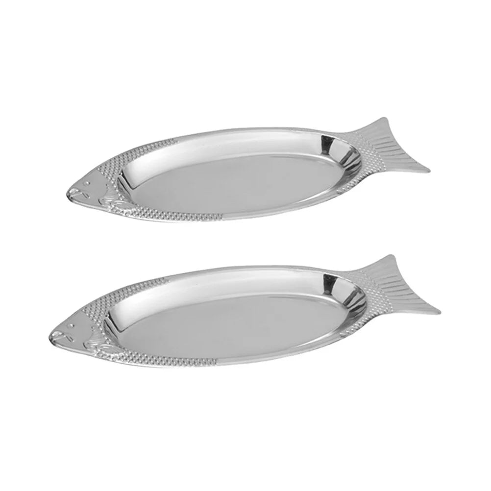 Zonh 2 Stainless Steel Oval Dinner Plates for Camping or Serving