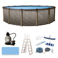 Blue Wave Riviera 27-ft Round 54-in Deep 8-in Top Rail Metal Wall Swimming Pool Package