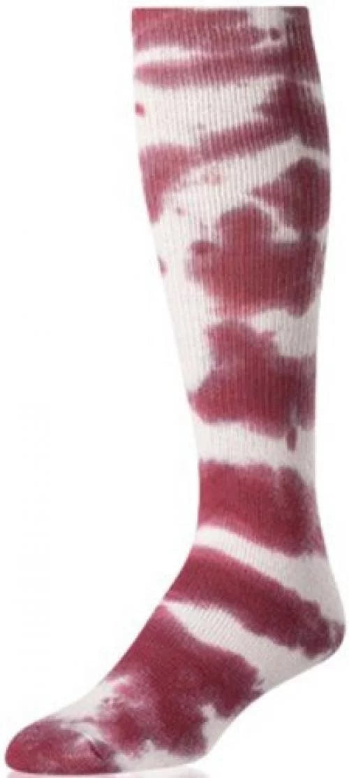 TCK Tie Dye Multisport Tube Socks (Maroon/White, Large)
