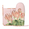 XMXY Oven Mitts and Pot Holders 2 Pcs Sets, Pink Cactus Plant Heat Resistant Silicone Cooking Gloves for Grill Baking BBQ Kitchen Decor