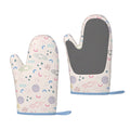 XMXT 2 Pcs Silicone Oven Mitts, Pink Spaceship Print Thickened Non-Slip BBQ Gloves, Pink