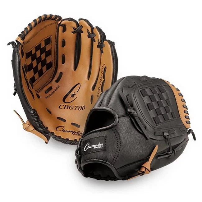 12 in. Synthetic Leather Glove, Brown & Black