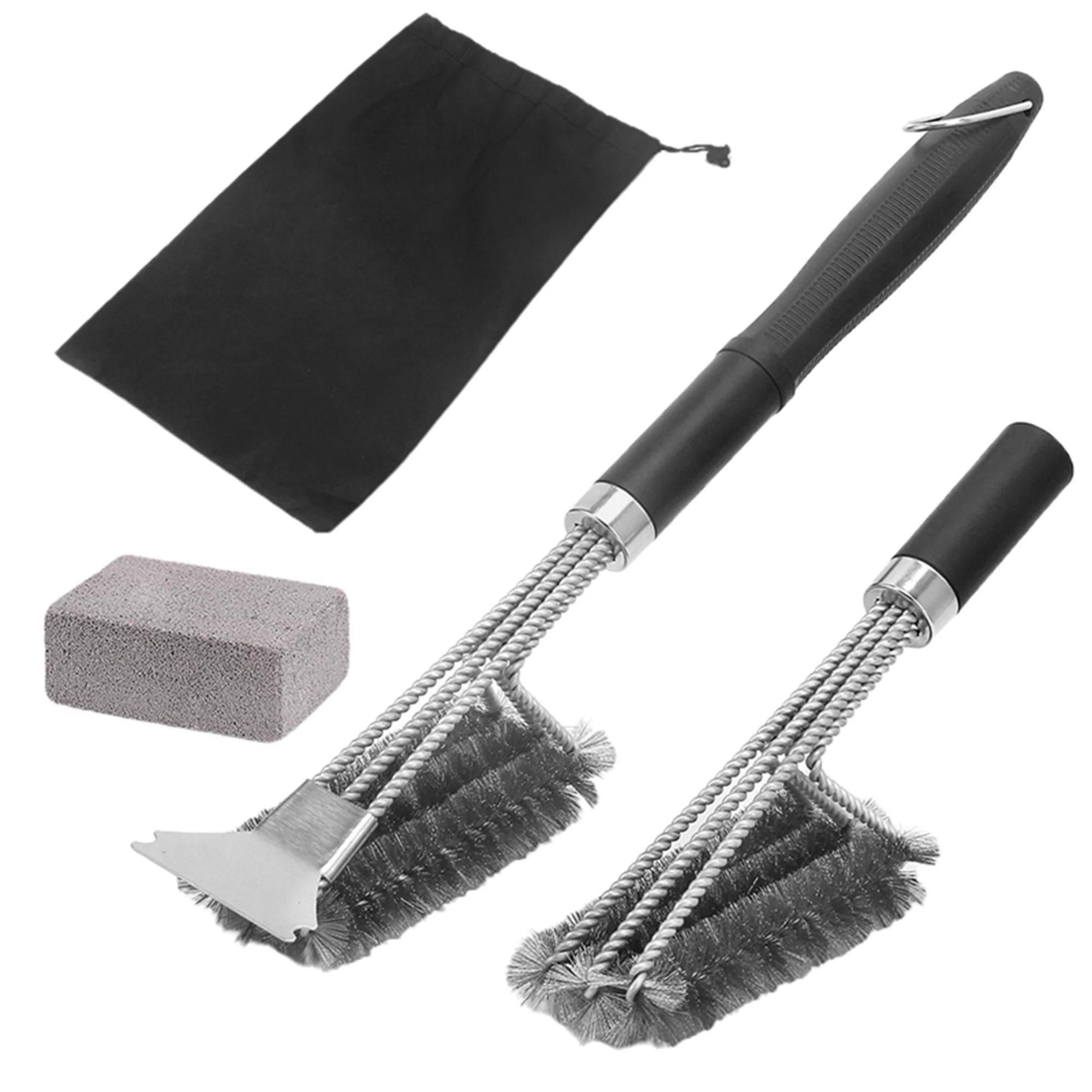 Sunisery 4 Pcs Cleaning Tools Grill Brush with Scraper Stainless Steel Bristles Carrying Bag Cleaning Brick