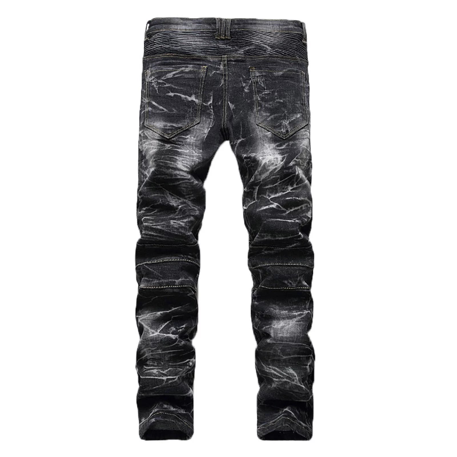 YUHAOTIN Mens Slim Fit Jeans Skinny Stretch Denim Pants for Men Straight Fit Men's Vintage Jeans Hole Denim Fold Wash Work Frayed Trousers Basic Pants