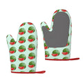XMXT 2 Pcs Silicone Oven Mitts, Green Cartoon Watermelon Thickened Non-Slip BBQ Gloves, Green