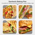 Walmeck Camping Sandwich Baking Pan Double-Sided Sandwich Maker Non-Stick Aluminum Flip Grill Pan with Removable Handle for Breakfast Pancakes Toast Omelets
