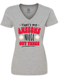 Inktastic That's My Awesome Niece Out There with Volleyballs Women's V-Neck T-Shirt