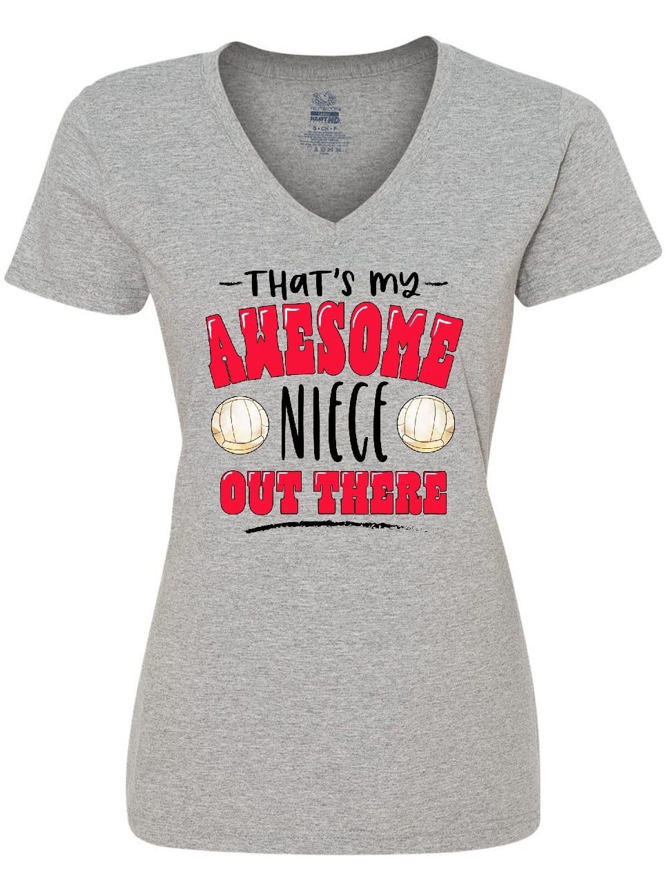 Inktastic That's My Awesome Niece Out There with Volleyballs Women's V-Neck T-Shirt