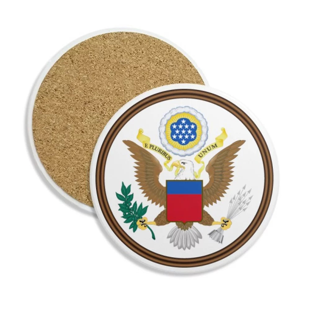 United States National Emblem Coaster Cup Mug Tabletop Protection Absorbent Stone