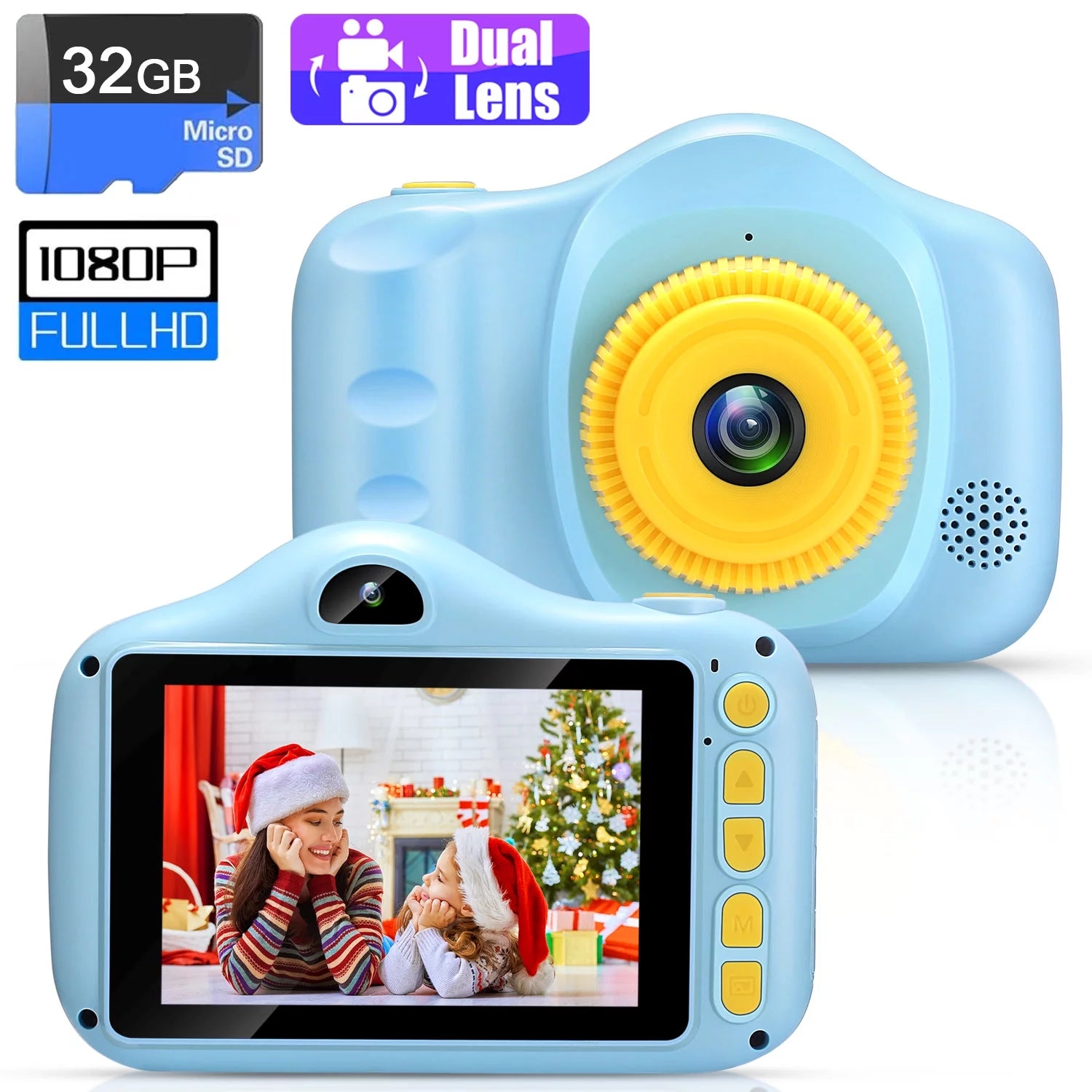 Auto Beyond Kids Digital Camera, Birthday Gifts for Girls Age 3-9, HD Digital Cameras , Girl Gift Camera with 32GB SD Card - Blue