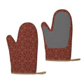 XMXT 2 Pcs Silicone Oven Mitts, Moroccan Red Decorative Print Thickened Non-Slip BBQ Gloves, Red