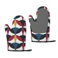 XMXT 2 Pcs Silicone Oven Mitts, Circular Textured Print Thickened Non-Slip BBQ Gloves, Multicolor