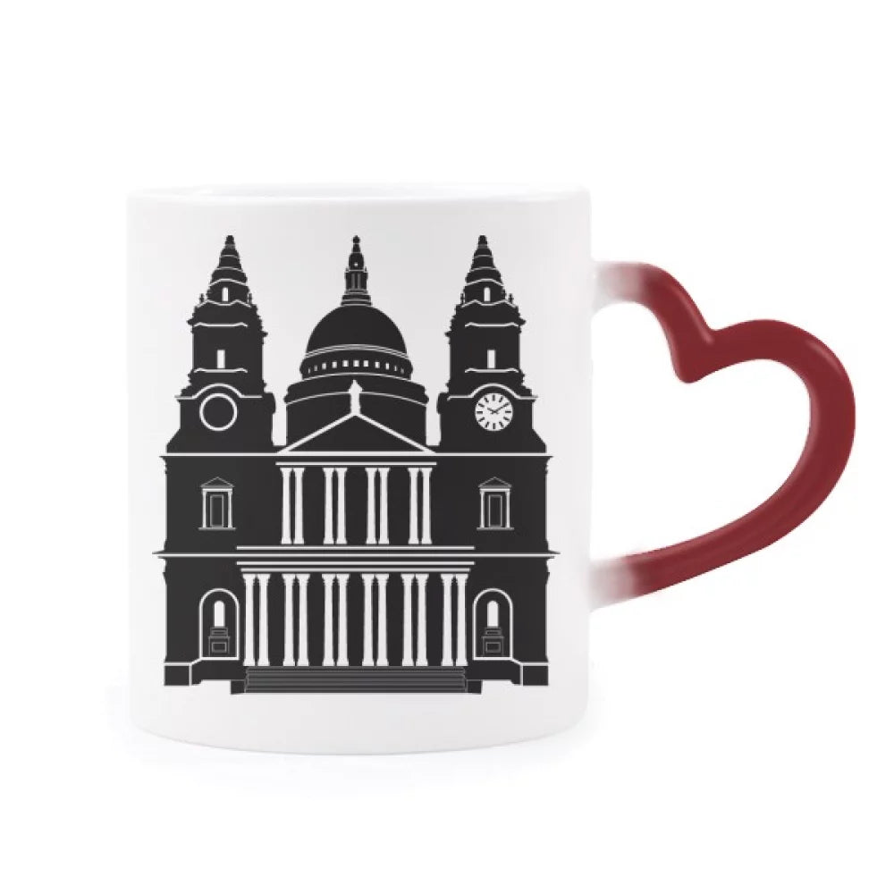 England Building United Kingdom Outline UK Heat Sensitive Mug Red Color Changing Stoneware Cup