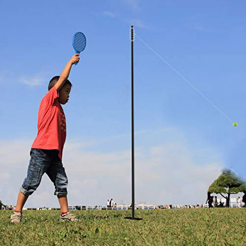 Hey! Play! Rope Ball Tether Swing Game- Complete Set with Pole, 2 Racquets, and Ball with String-Fun Classic Outdoor Activity for Kids and Adults