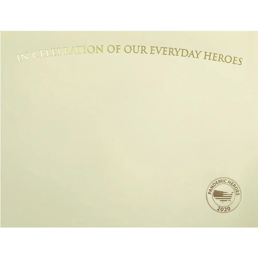 St. James? Premium-Weight Certificates - 65 lb - Everyday Heroes - 8.5 x 11 - Inkjet, Laser Compatible - Ivory, Gold Foil - 25 / Pack - TAA Compliant | Bundle of 5