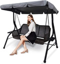 FANHAN Swing Chair Canopy Replacement, 3 Seater Garden Swing Seat Canopy Cover, Waterproof Windproof Anti-UV Heavy Duty Garden Hammock Top Cover, Outdoor Garden Furniture Covers (Grey)
