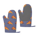 XMXT 2 Pcs Silicone Oven Mitts, Melting Cheese Pizza Blue Thickened Non-Slip BBQ Gloves, Blue