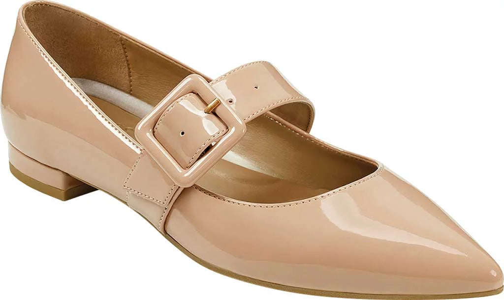 AREOSOLES MARTHA STEWART Womens Beige Stretch Cushioned Final Score Pointed Toe Buckle Dress Flats Shoes 6.5