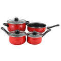 Casselman Cookware Set in Red with Bakelite Snow Handle - 7 Piece