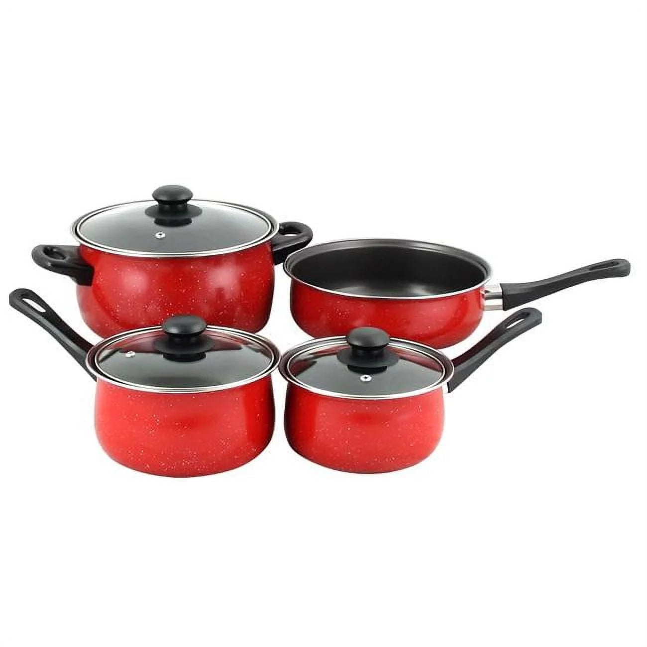 Casselman Cookware Set in Red with Bakelite Snow Handle - 7 Piece