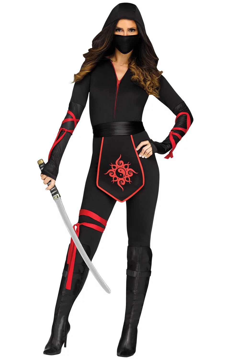 Fun World Sexy Ninja Warrior Women's Halloween Fancy-Dress Costume for Adult, Regular L (12-14)