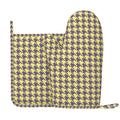 XMXY Oven Mitts and Pot Holders 2 Pcs Sets, Houndstooth Check Heat Resistant Silicone Cooking Gloves for Grill Baking BBQ Kitchen Decor