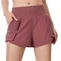 Pre-Owned - Avamo Women Workout Yoga Shorts Soft Solid Color Stretch Running Dance Volleyball Short Pants With Safety And Pockets