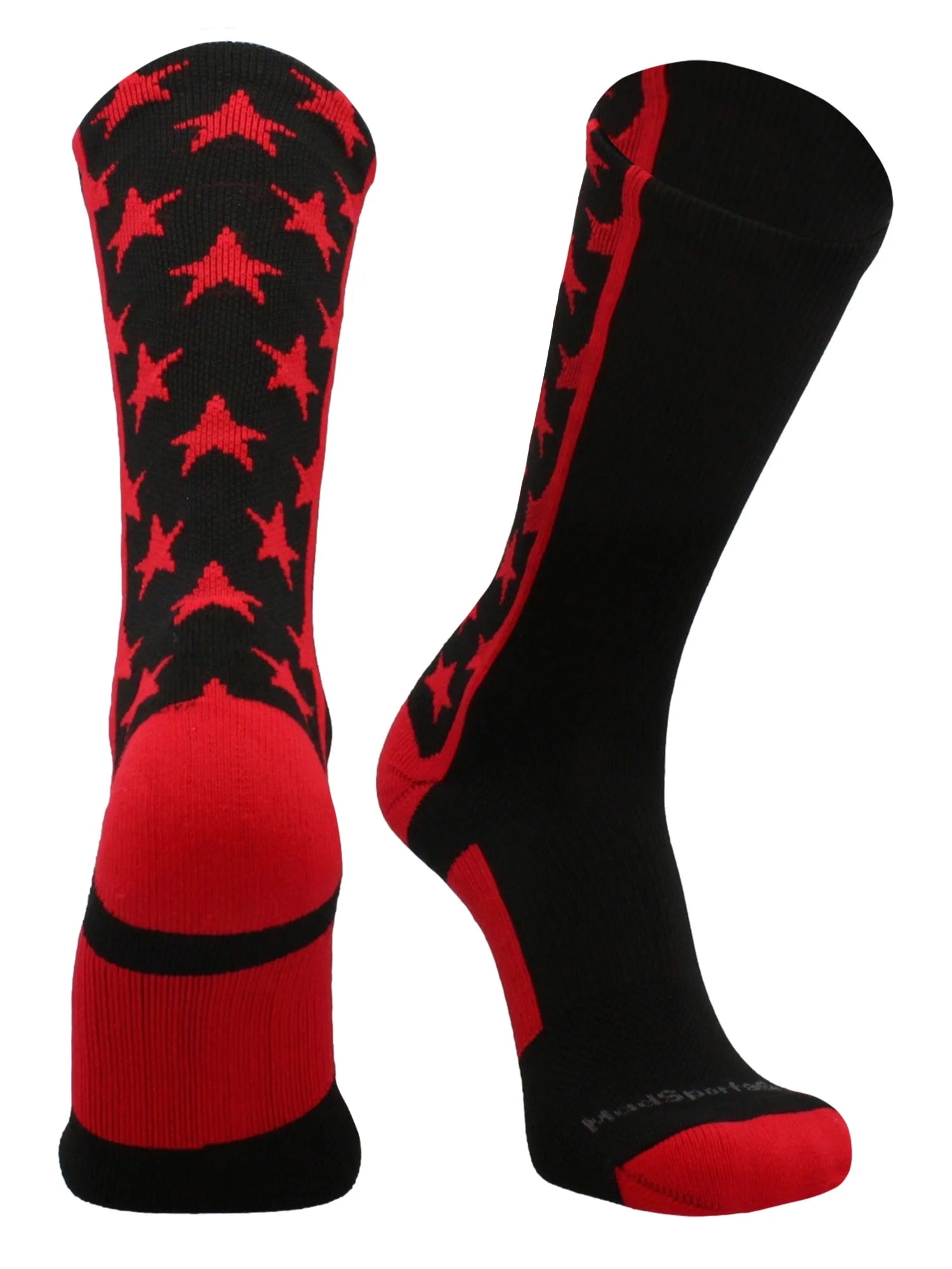 All Stars Crew Socks (Black/Scarlet, Medium)