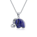 Bling Jewelry Bali Gemstone Indian Lapis Lazuli Elephant Pendant Necklace .925 Silver