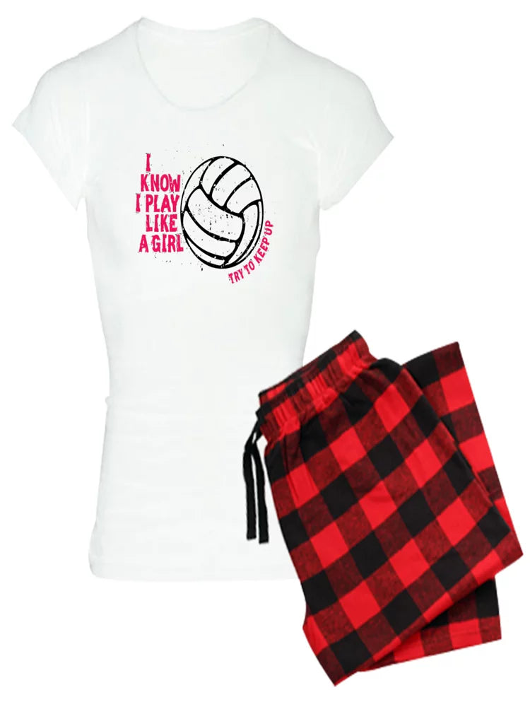 CafePress - Play Volleyball Like A Girl - Women's Light Pajamas