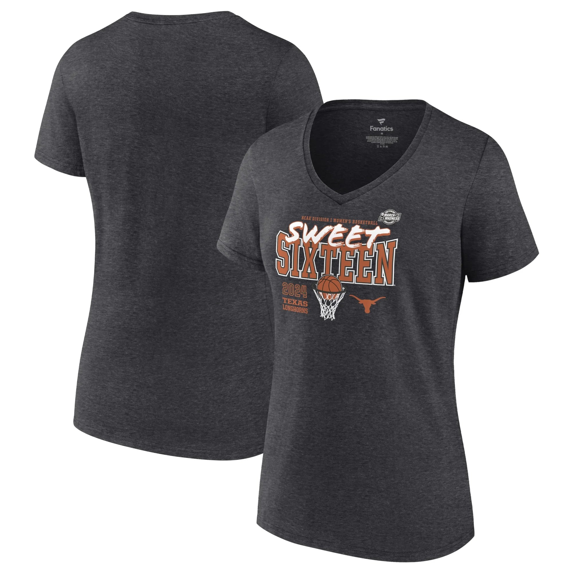 Women's Fanatics Branded  Charcoal Texas Longhorns 2024 NCAA Women's Basketball Tournament March Madness Sweet 16 Fast