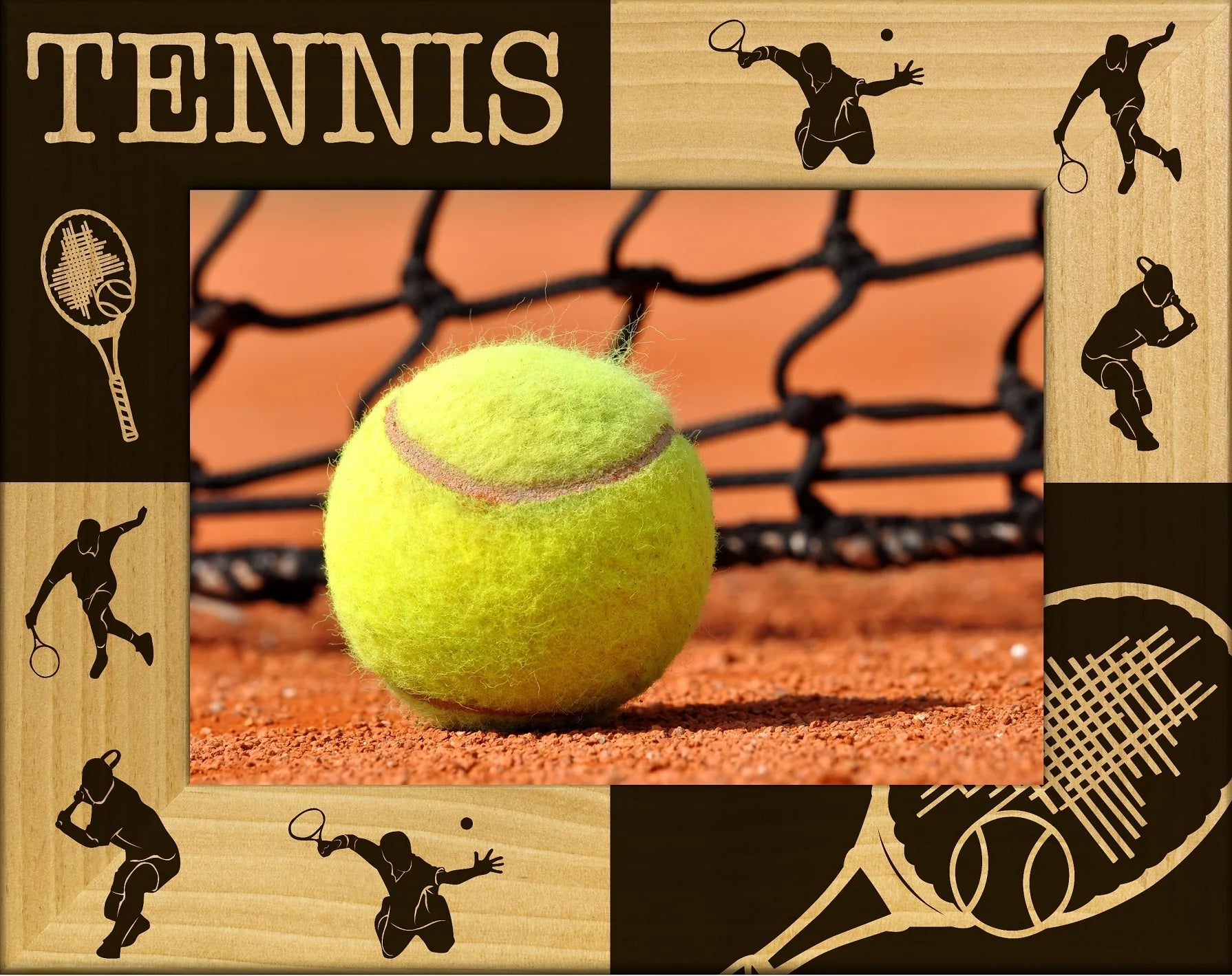 Tennis Laser Engraved Wood Picture Frame (4 x 6)