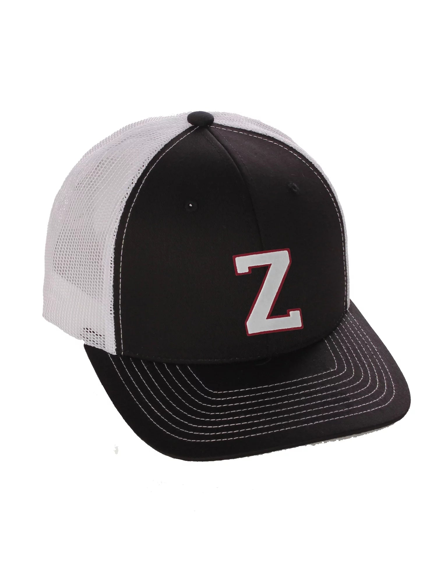 Structured Trucker Mesh Hat Custom Colors Letter Z Initial Baseball Mid Profile