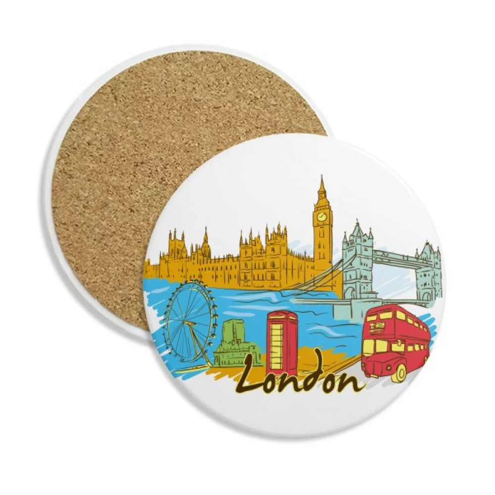 UK the United Kingdom London Coaster Cup Mug Tabletop Protection Absorbent Stone